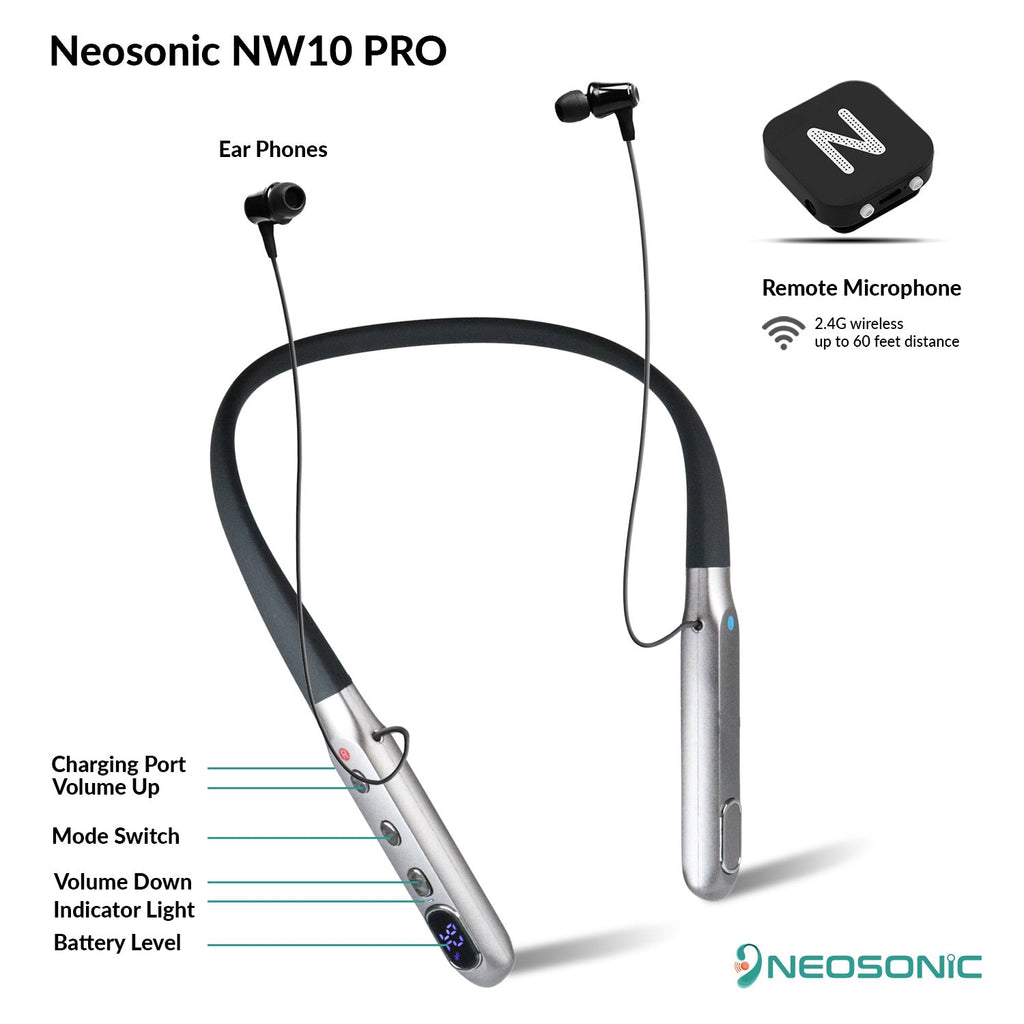 NW10 Pro Neckband Listener wiederaufladbarer Hörverstärker mit drahtlosem Mikrofon